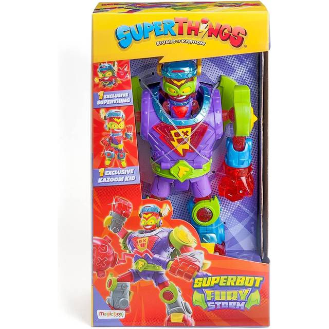 SUPERTHINGS RIVALS OF KABOOM Superbot Storm Fury â Articulated robot with combat accessories, exclusive 1 x Kazoom Kid and 1 x SuperThing