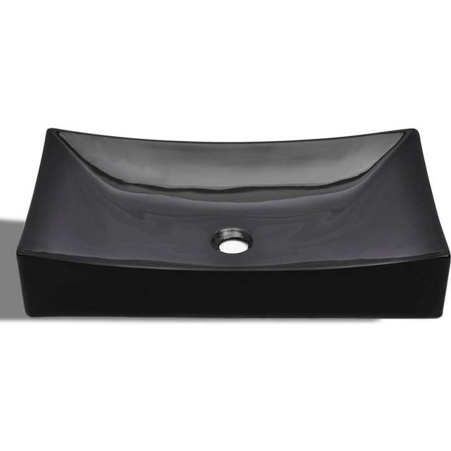 vidaXL Ceramic Bathroom Sink Basin Black Rectangular
