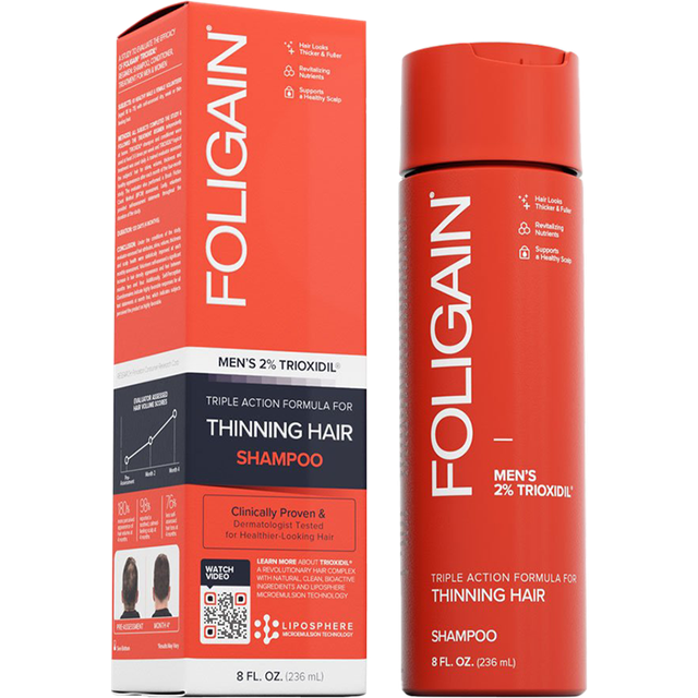 FOLIGAIN Triple Action Shampoo For Thinning Hair For Men with 2% Trioxidil (8 fl oz) 236ml