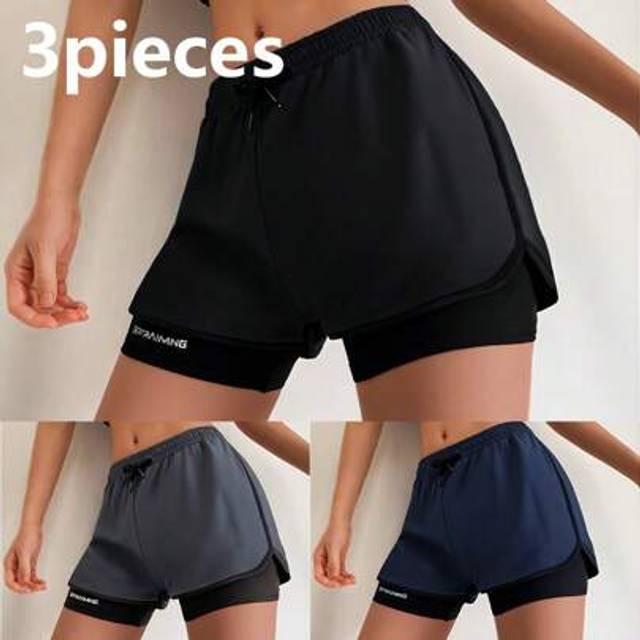 SHEIN 3pcs Women Yoga Fitness Sports Running Casual Shorts