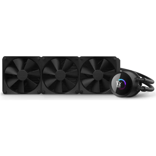 NZXT Kraken 360-360 mm AIO CPU-vätskekylare - Anpassningsbar 1,54”” fyrkantig LCD-skärm för bilder, prestandamätningar och mer - 3 x F120P-fläktar - Svart