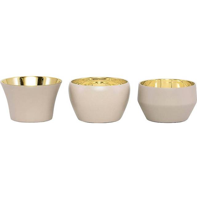 Kin ljushållare beige 3-pack - Beige / Guld (Ø: 12 x H: 4,5 cm)