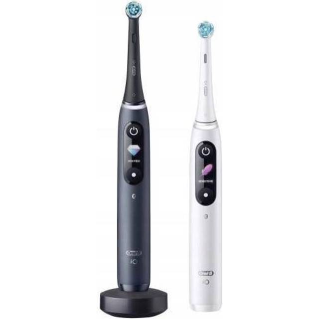 Oral-B iO Series 8 White Alabaster and Black Onyx Rechargeable Toothbrush 2 Pack - 10 x 17.8 x 25.3cm
