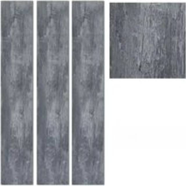 Dark Grey PVC Wood Plank Flooring Scratch & Water Resistant, Realistic Wood Grain, Peel-and-Stick Installation 91.5x15.2cm
