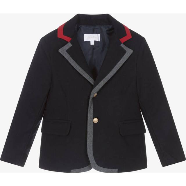 Patachou Boys Navy Blue Viscose Blazer With Red & Grey Trims - 3 year