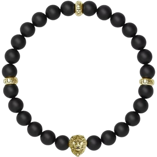 Guess Lion King Black Bead Bracelet, One Colour, Women