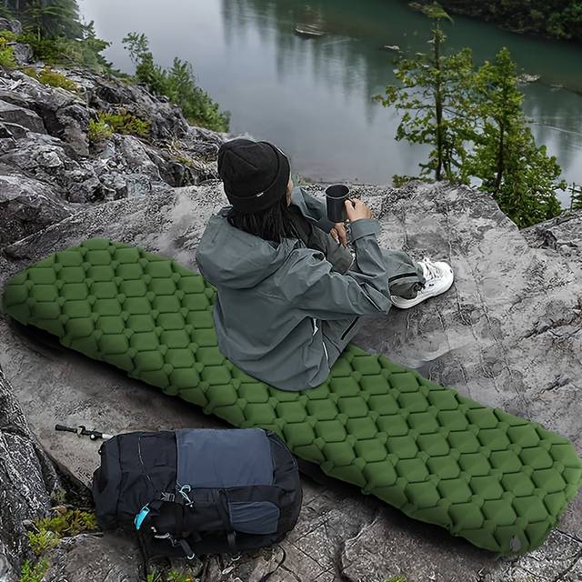 TEMU 1 Person Portable Inflatable Air Mattress - Durable Tpu, Ultra-lightweight, Rectangular Sleeping Pad For Camping, Hiking, And , Camping Gear | Modern Camping Gear | Lightweight Mattress