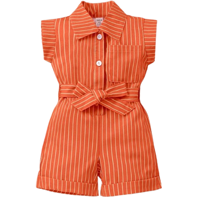 SHEIN Baby Girl Vacation Casual Striped Jumpsuits