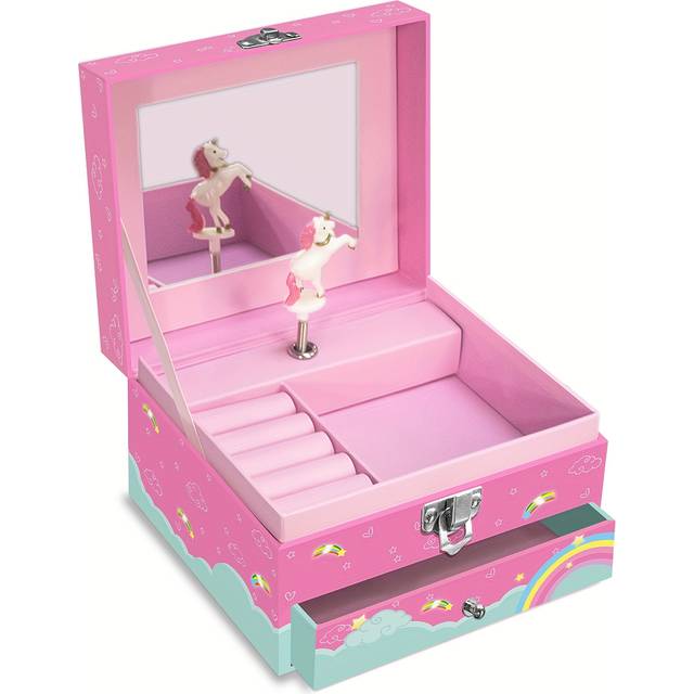TEMU Women's Jewelry Box - Rectangle & Square Musical Jewelry Box, Decorated With Dancing Swan, Pink Lovely Design, For Jewelry Storage, Day, Birthday Gift, Valentine's Day Gift