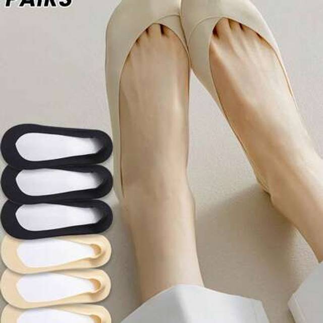 SHEIN 1/2/4/6 Pairs Women Summer Thin Non-Slip Shallow Invisible Ankle Socks, New Ice Silk Ladies Short Socks