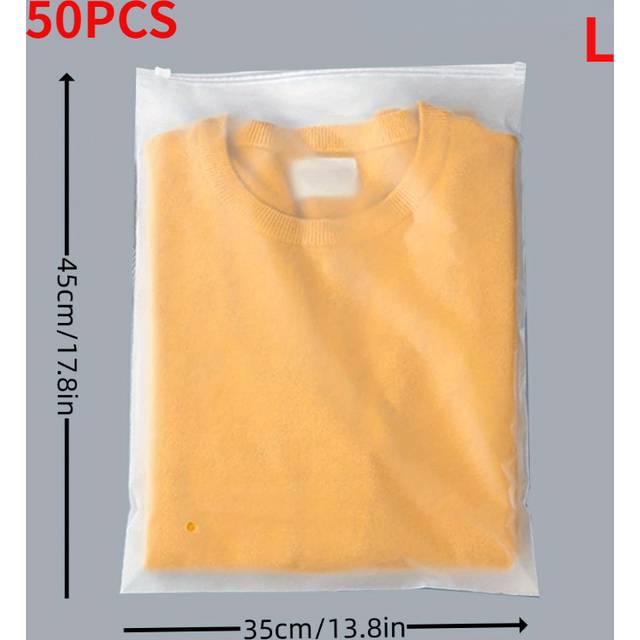 TEMU 50pcs Durable Frosted Plastic Packaging Bags, L Size (17.8" X 13.8") - Ideal For Clothes, Jeans, T-shirts & Travel Storage, & Disposable
