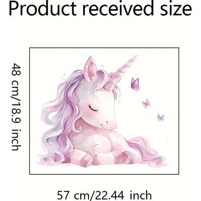 TEMU Pink Unicorn Cartoon Wall Decal - Self-adhesive, Removable Sticker For Bedrooms, Bathrooms, - , 19.2"x22.4