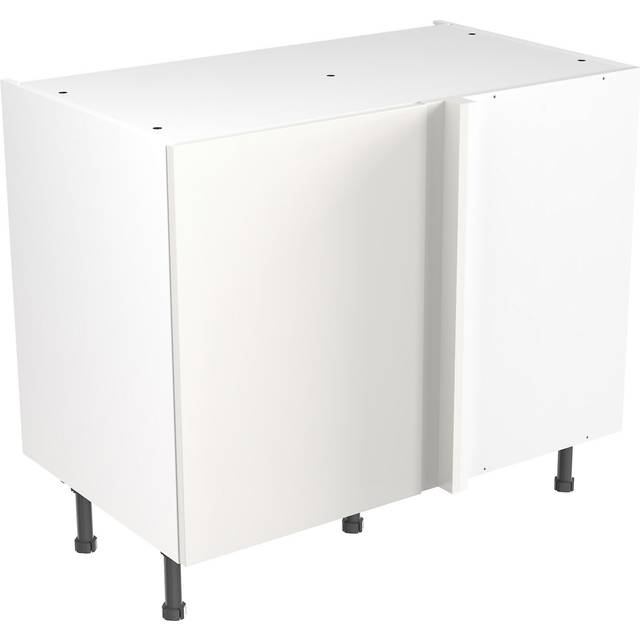 KitchenKit Flatpack Value Slab Blind Corner Base Cabinet 1000mm - Standard Matt White