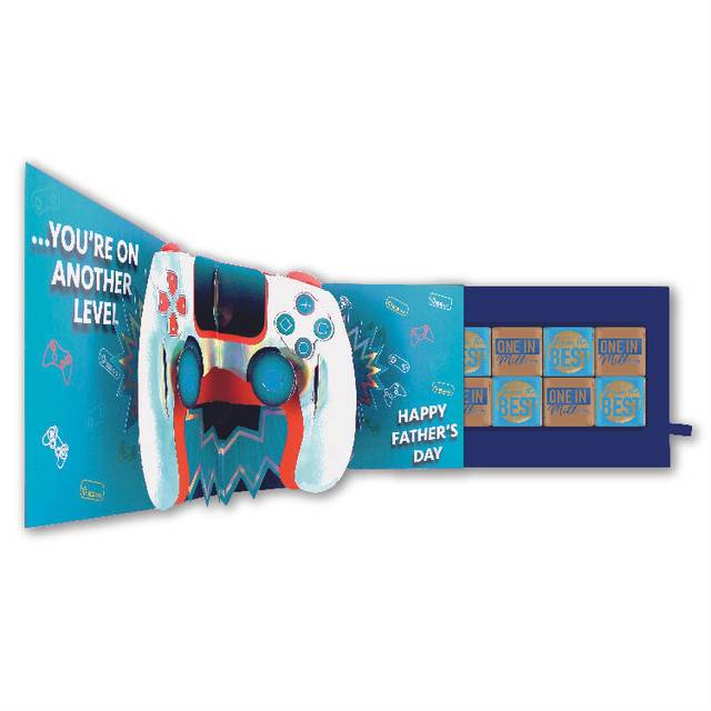 Pop up father's day card & chocolate treat tray gamer dad card & gift