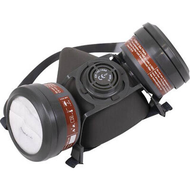 Half mask respirator with a1p2r filter cartridges - inbuilt exhalation vent