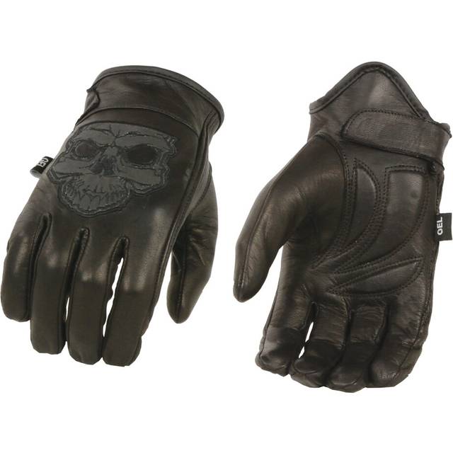 Men's Leather Motorcycle Glove w/ Reflective Skull Design & Gel Palm (XXX-Large)