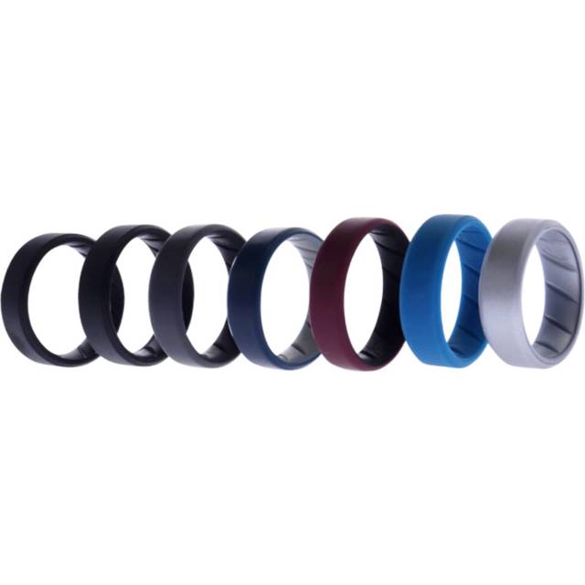 Silicone Wedding BR 8mm Edge Ring Set - Black by ROQ for Men - 7 x 15 mm Ring