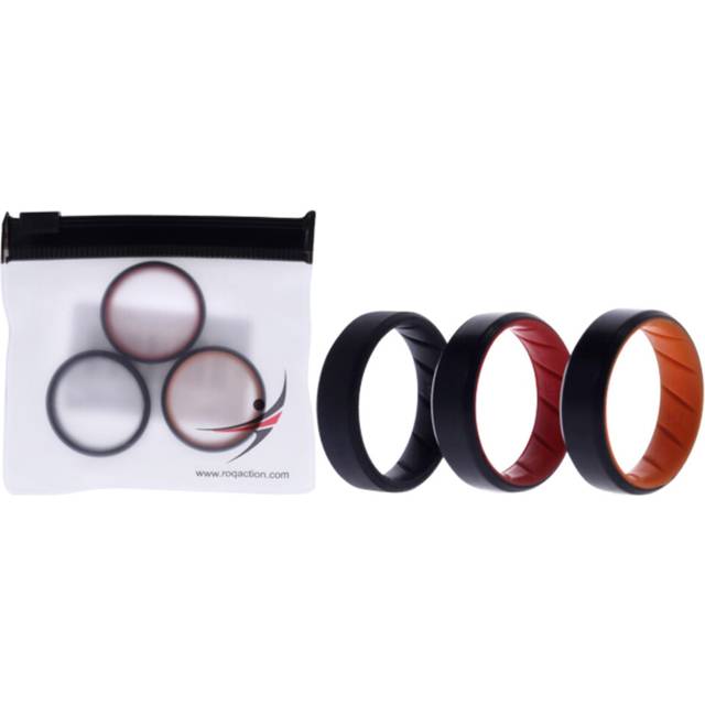 Silicone Wedding BR 8mm Edge Ring Set - MultiColor by ROQ for Men - 3 x 15 mm Ring