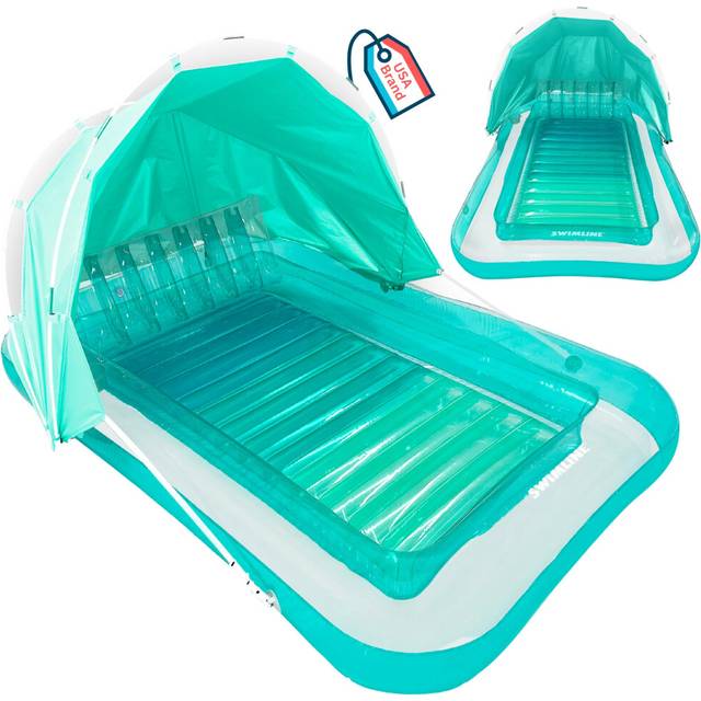 SWIMLINE ORIGINAL Suntan Tub MINT W/ Adjustable Shade Inflatable Tanning Float Floating Lounge | Personal Tan Pool Hybrid Lounger | Adjustable Pillow
