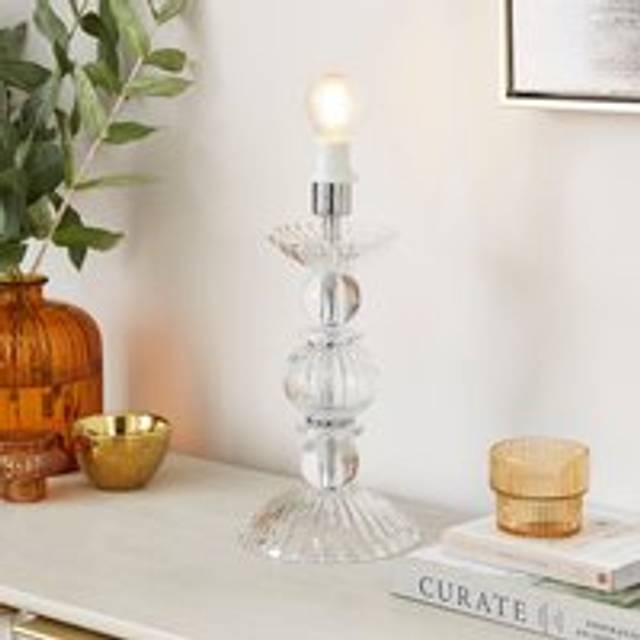 Maisie Ribbed Base Only Table Lamp - Clear