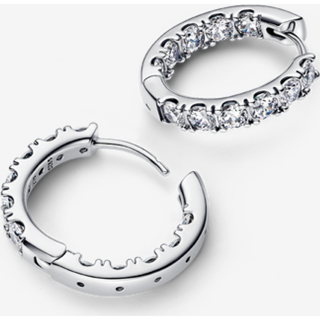Pandora Sparkling Row Eternity Hoop Earrings - Sterling silver / Cubic zirconia - Clear - one size