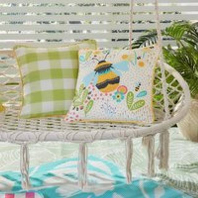 Fusion Buzzy Bee Outdoor Filled Cushion 43cm x 43cm Ochre - Yellow