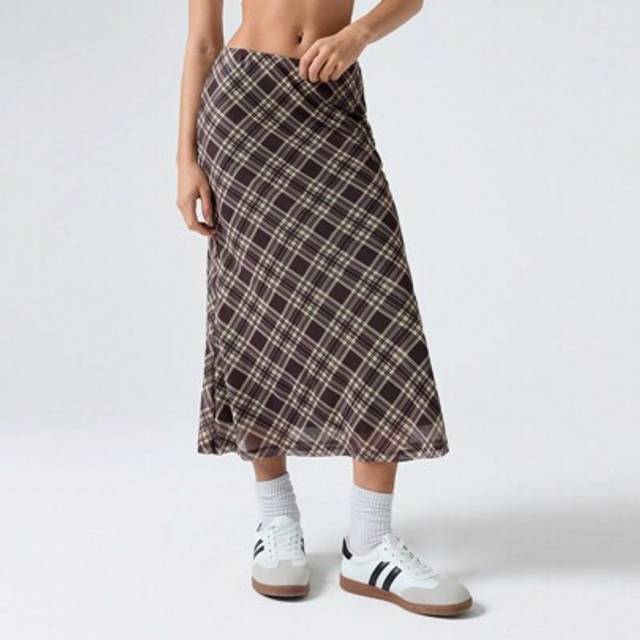 SHEIN Ladies&#39; Plaid Mesh Skirt