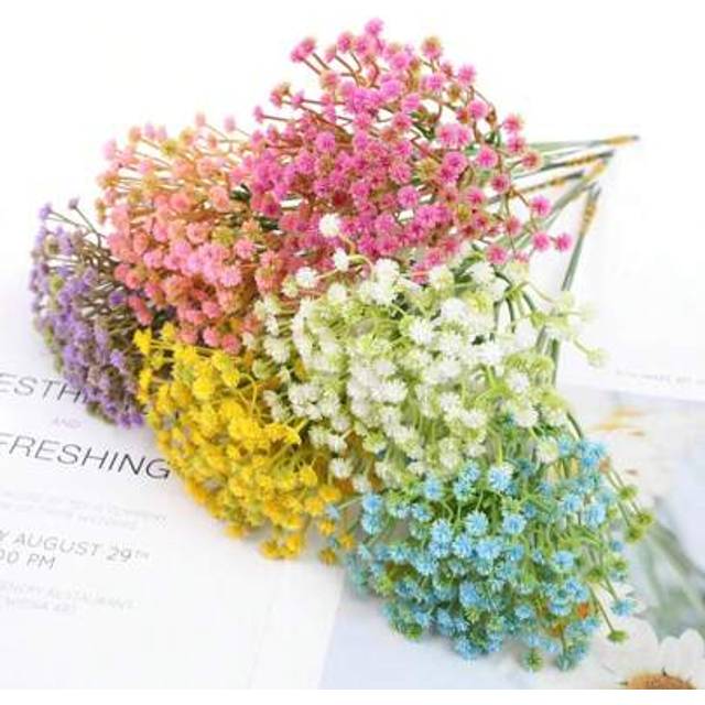 SHEIN 12pcs Luxe Artificial Gypsophila Bouquet - Realistic Faux Flowers For Home Decor, Perfect For Halloween, & More - Versatile Tabletop Display Artificia