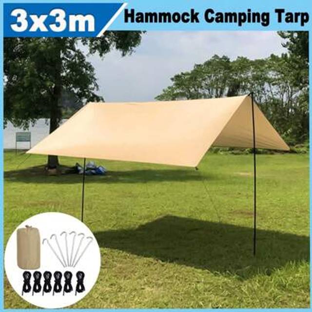 SHEIN 3x3M Tarp Rain Fly Tarp Waterproof Tent Cover Hiking Shelter Foldable Lightweight Waterproof For Camping And Protection Against Rain, Snow And Sun