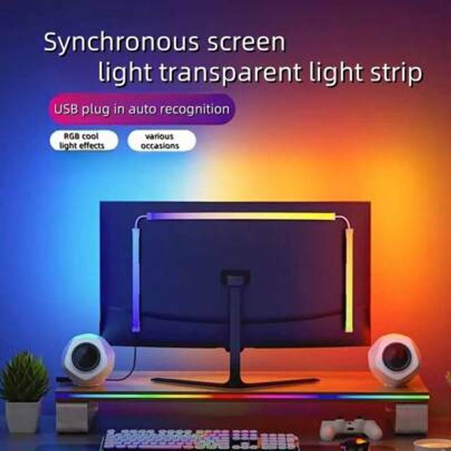 SHEIN 1pc 24/27-Inch Monitor LED Ambience Lighting, Gaming Room Decor, Desktop Computer Screen Backlight Sync With Display (Gift Box Edition)