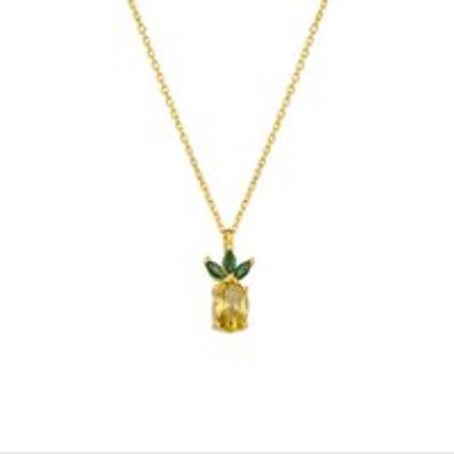 Womens Pineapple Sterling Silver Necklace - Metallics - One Size