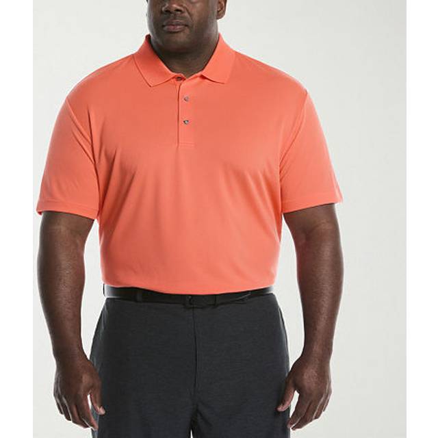 PGA TOUR Men's Big & Tall AirFlux™ Solid Mesh Polo Shirt, Size 4XLT, Living Coral Orange, 100% Polyester | Golf Apparel Shop (4XLT)