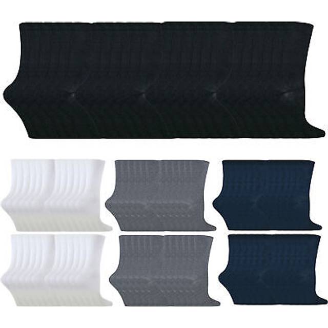 24 Multipack of Cotton Rich Socks - Ideal Socks - Black - 7-10 Years