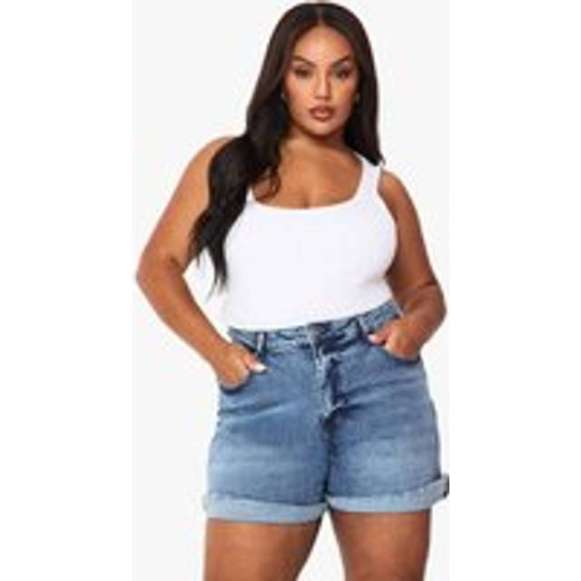 Womens Plus Denim Mom Short - Blue - 20, Blue