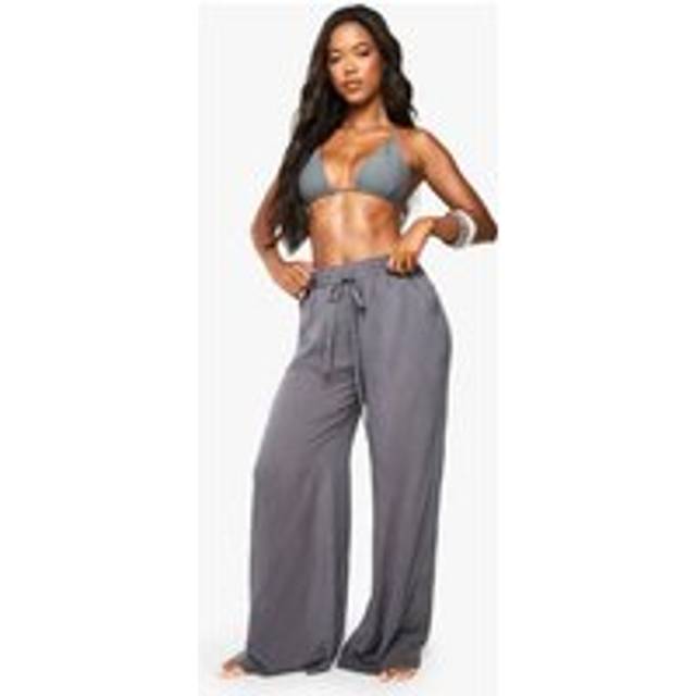 Womens Beachwear Essentials Wide Leg Trousers - Grey - L
