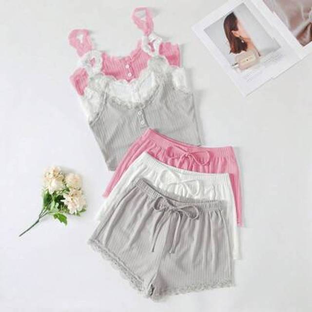 SHEIN 3 Sets Women&#39;s Pajama Set, Including Cami Top & Shorts, Lounge Set