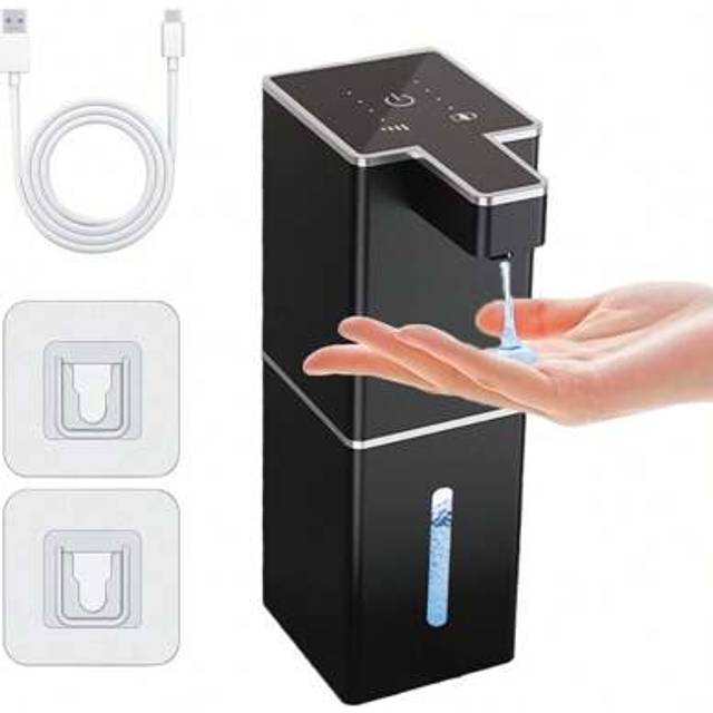 SHEIN New Square Liquid Soap/Foam Dispenser, Innovative Design With Viewing Window, Wall-Mounted Or Countertop Use, Unified Type-C USB Rechargeable, 4-Speed