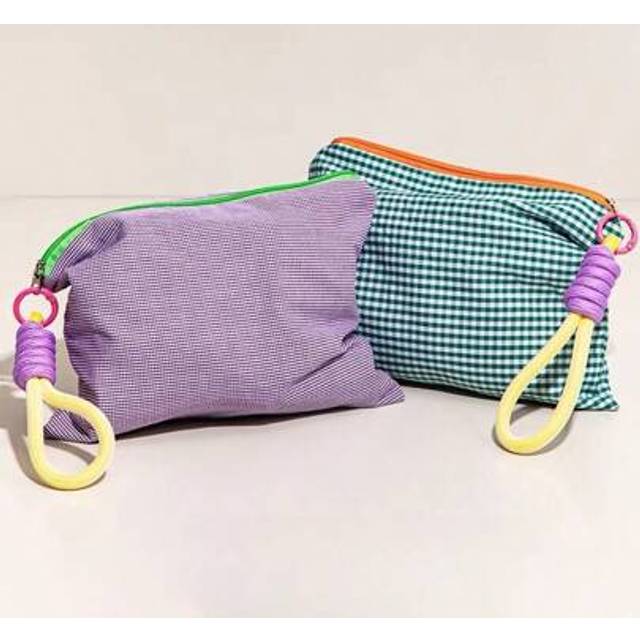 SHEIN Cute Macaron Color Plaid Makeup Bag, Period Pouch,Pencil Organizer Women Makeup Bag Travel Zipper Cosmetic Bag