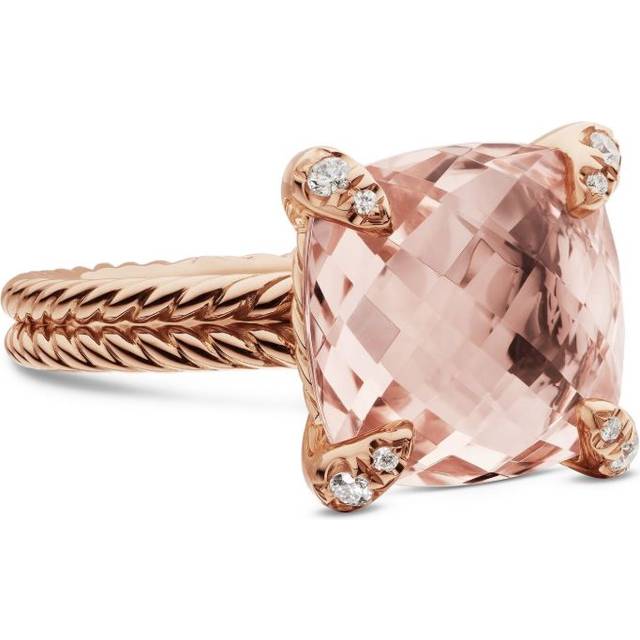 David Yurman - 18kt rose gold Chatelaine morganite and diamond ring (11mm) - women - 18kt Rose Gold/Morganite - 5 - Pink
