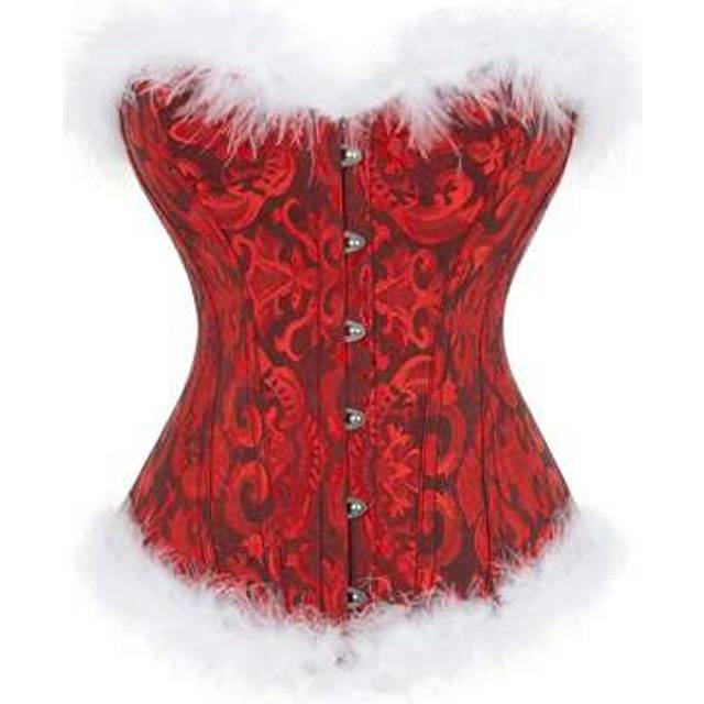 SHEIN Women Christmas Cosplay Bustier Corsets Top Lace-Up Bustier Corset Top .Y Plus Size Velvet Overbust Body Shapewear Waist Cincher Corset Outfit Costume