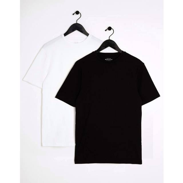 River Island 2pk Muscle Fit T-shirt - White, White, Size Xl, Men - XL