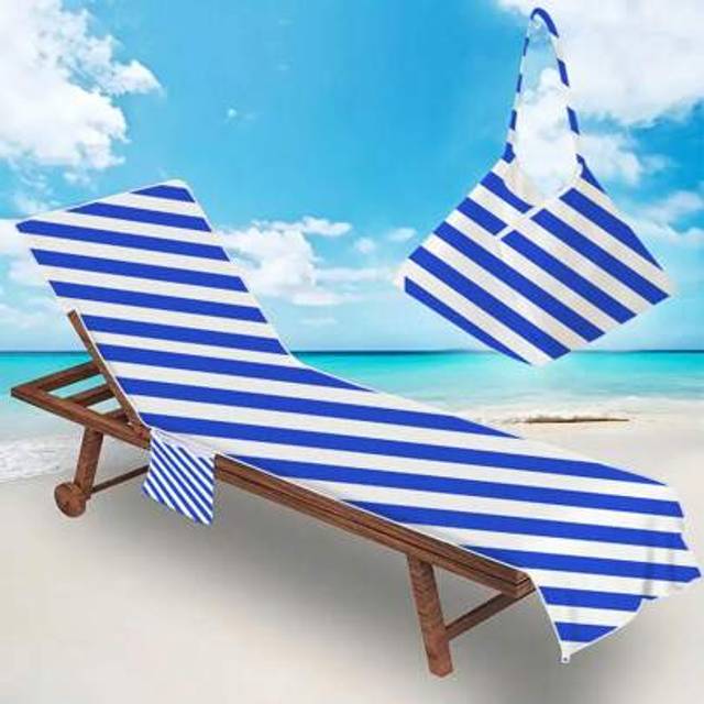 SHEIN 1pc Foldable Beach Chair Cover That Can Be Folded Into A Shoulder Bag, [Portable & Comfortable Beach Towel] A Portable Reclining Beach Towel With Side