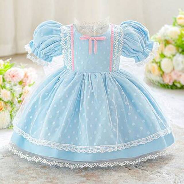 SHEIN Baby Girls&#39; Puffy Sleeve Embroidered Tulle Cute 1st Birthday Party Dress For Flower Girl, Wedding, Outing, Excludes Hair Accessories