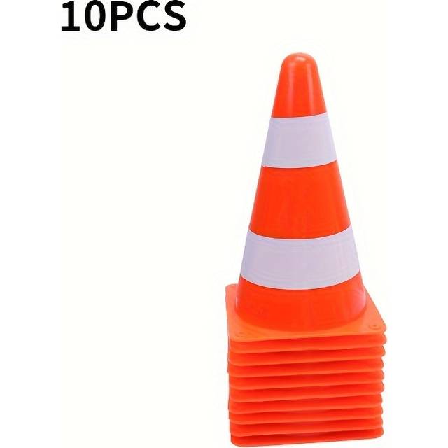 TEMU Set Of 10 Reflective Traffic Cones, 23cm High Visibility Training Markers - Universal Pe Sports Training Cones For Soccer, , And Agility Drills