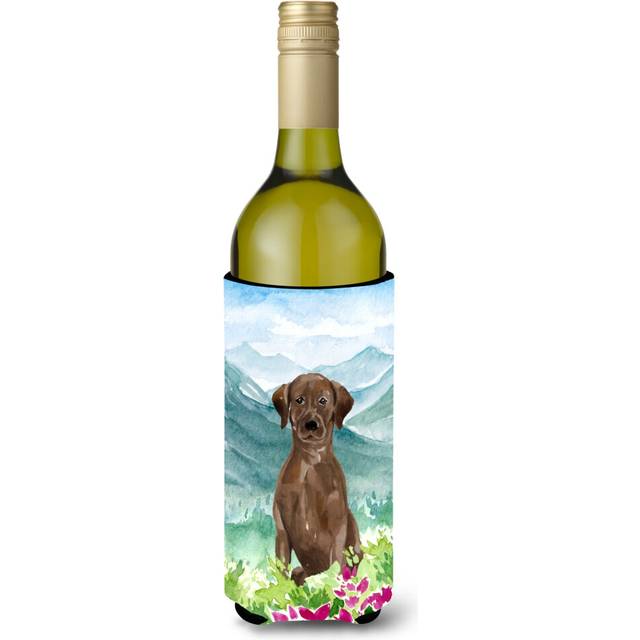 Caroline's Treasures CK1986LITERK Mountian Flowers Chocolate Lab Wine Bottle Hugger cold-beverage-koozies  750 ml  Multicolor