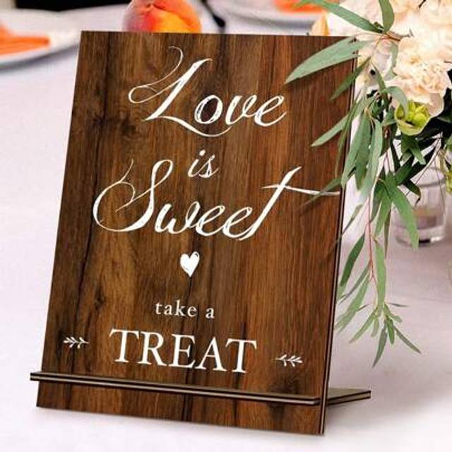 SHEIN 1PC Wedding Tag Plate,Personalized Table Cards, Wedding Table Cards, Minimalist Modern Wedding Signage, Wedding Decor, Rustic Wood Tabletop Sign - Lov
