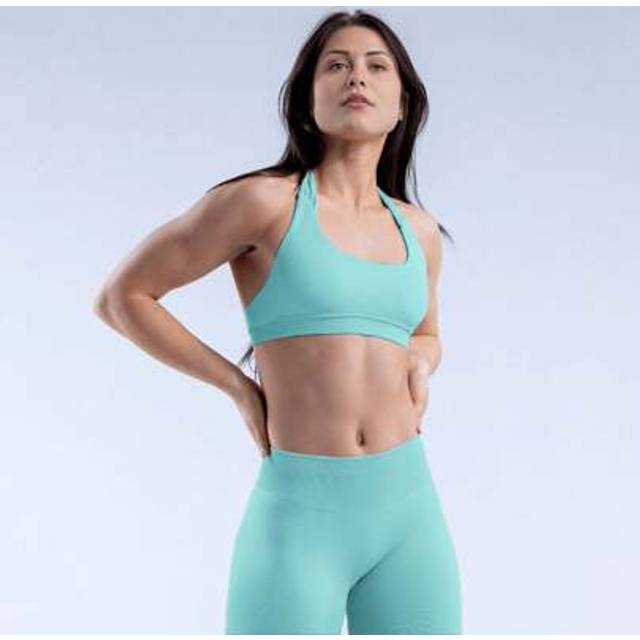 SHEIN Women Halter Sports Bra Seamless U-Neck Removable Padded Open Back Yoga Gym Workout Crop Tank Top