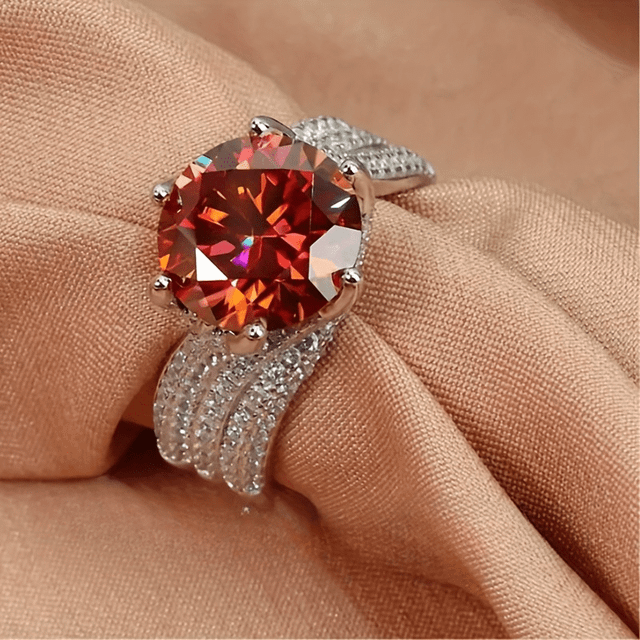 TEMU 3ct Round Red Moissanite Engasynthetic Gemstoneent Ring 925 Silvery Perfect Birthday Or Holiday Gift For Christmas