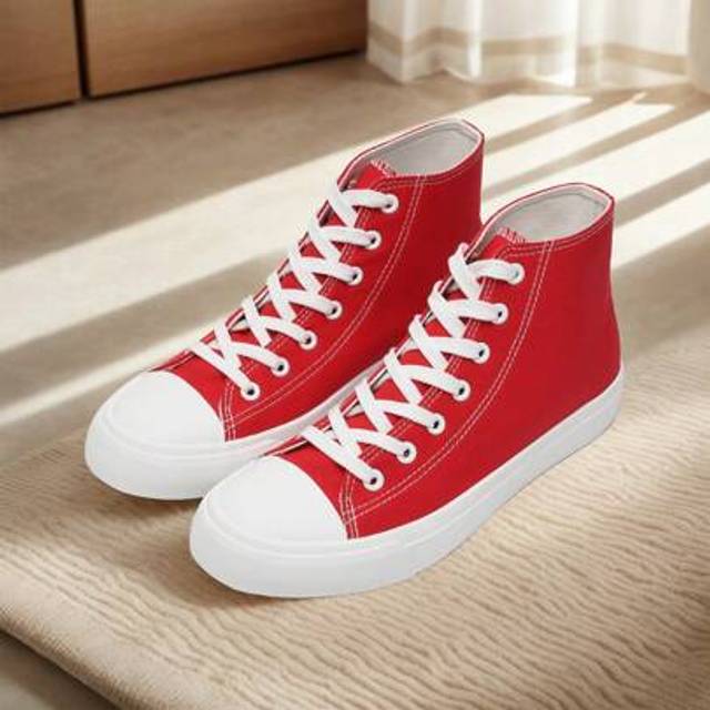 SHEIN 1 Pair Ladies Canvas Shoes Women,Unisex Mens High Top Trainers Women Lace Up Pumps Plimsolls Casual Sneakers Canvas Plimsoles Flat Shoes