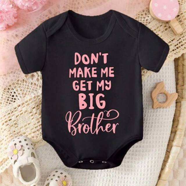 SHEIN Baby Girl Casual Simple Flower & Letter Printed Triangle Romper Short Sleeve Bodysuit